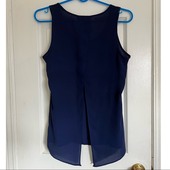 Split Back Navy Top - Picture 2 of 3
